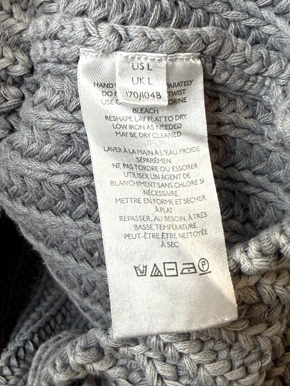 Free People Sweet Nothing Gray Chunky Women’s Cropped Cardigan Sweater Sz L - Picture 9 of 13